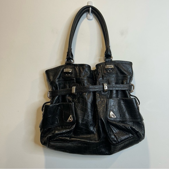 B Makowski Vintage Hobo Cinched Bucket Large Shoulder Bag Black Calf Leather - Picture 7 of 9